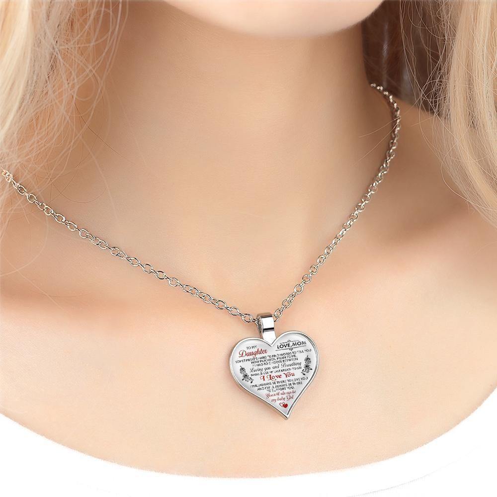 Mom to Daughter Necklace Heart-shaped Pendant Necklace Perfect Gift - 
