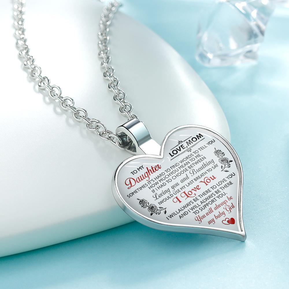 Mom to Daughter Necklace Heart-shaped Pendant Necklace Perfect Gift - soufeelus