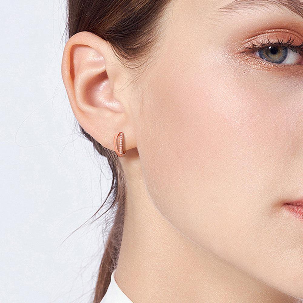 Fashion Earrings Rose Gold Plated Silver - soufeelus