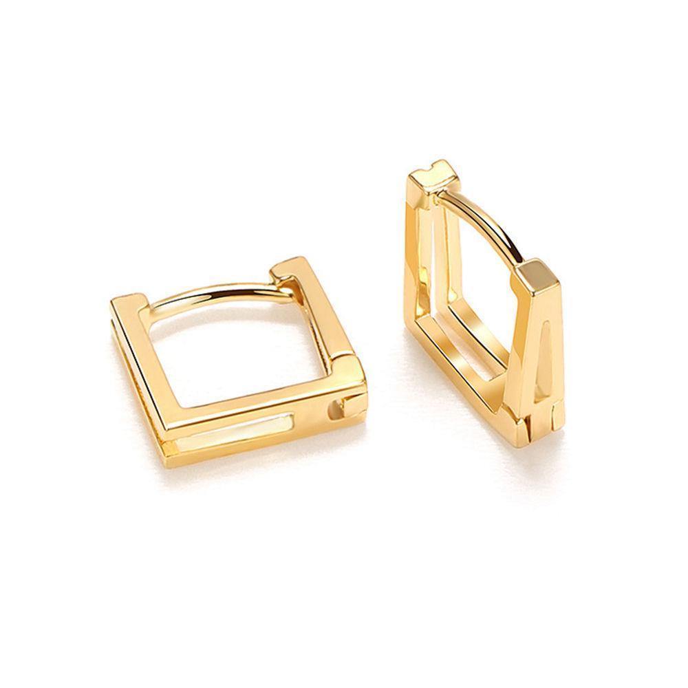 Square Earrings Gold Plated Copper Zircon - 