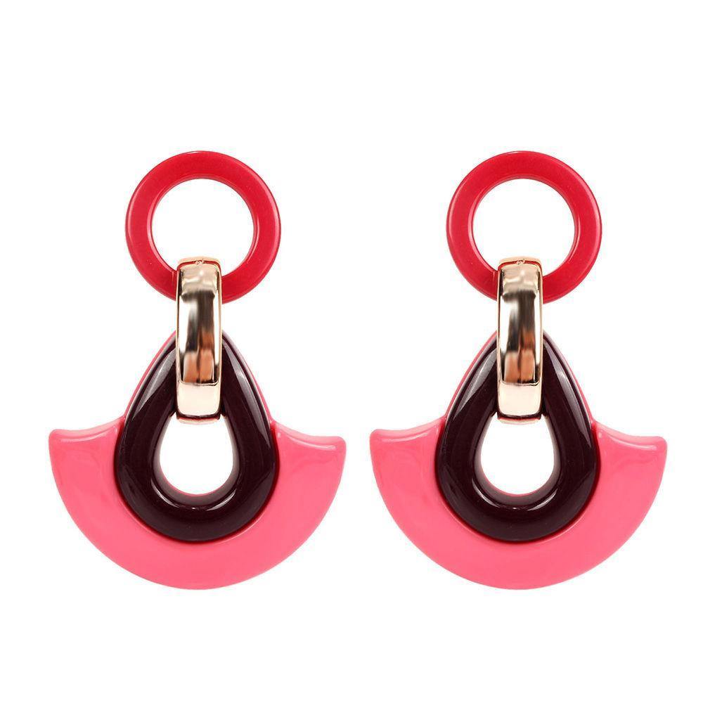Stylish Earrings Pink Acrylic - 