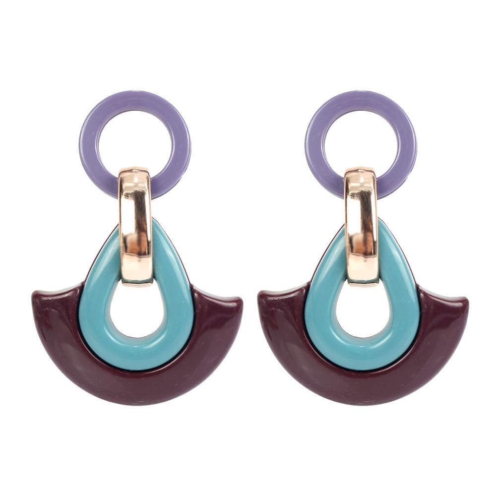 Stylish Earrings Wine Red Acrylic - 