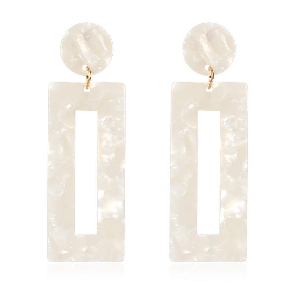 Square Earrings White Acrylic - 