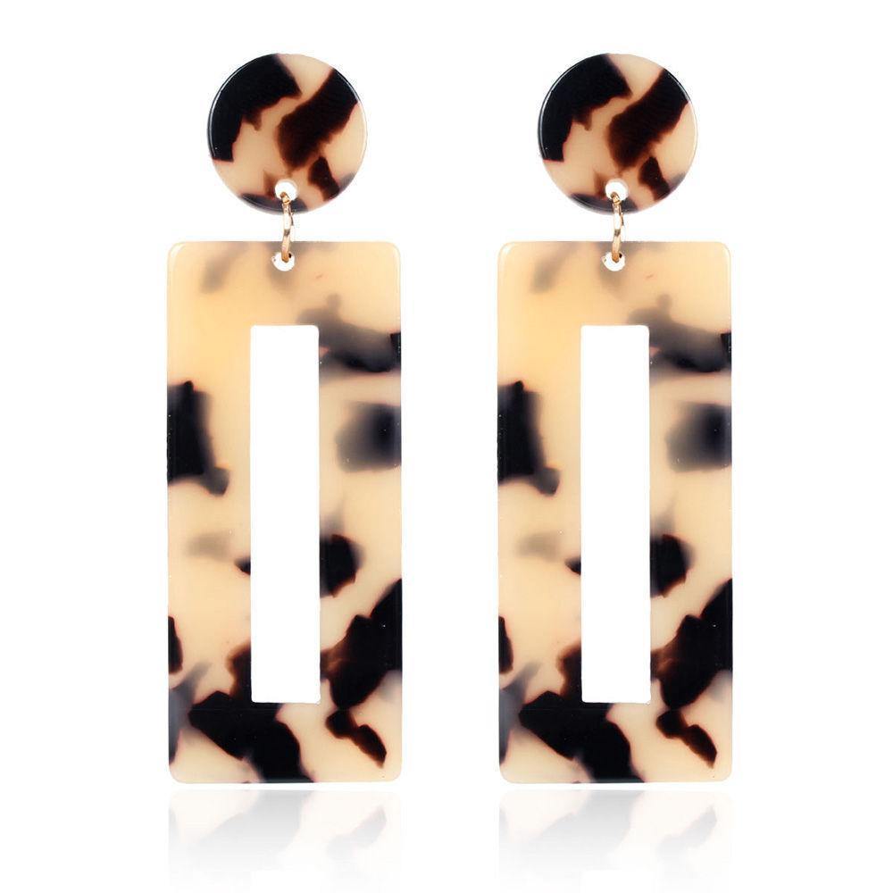 Square Earrings Brown Acrylic - 