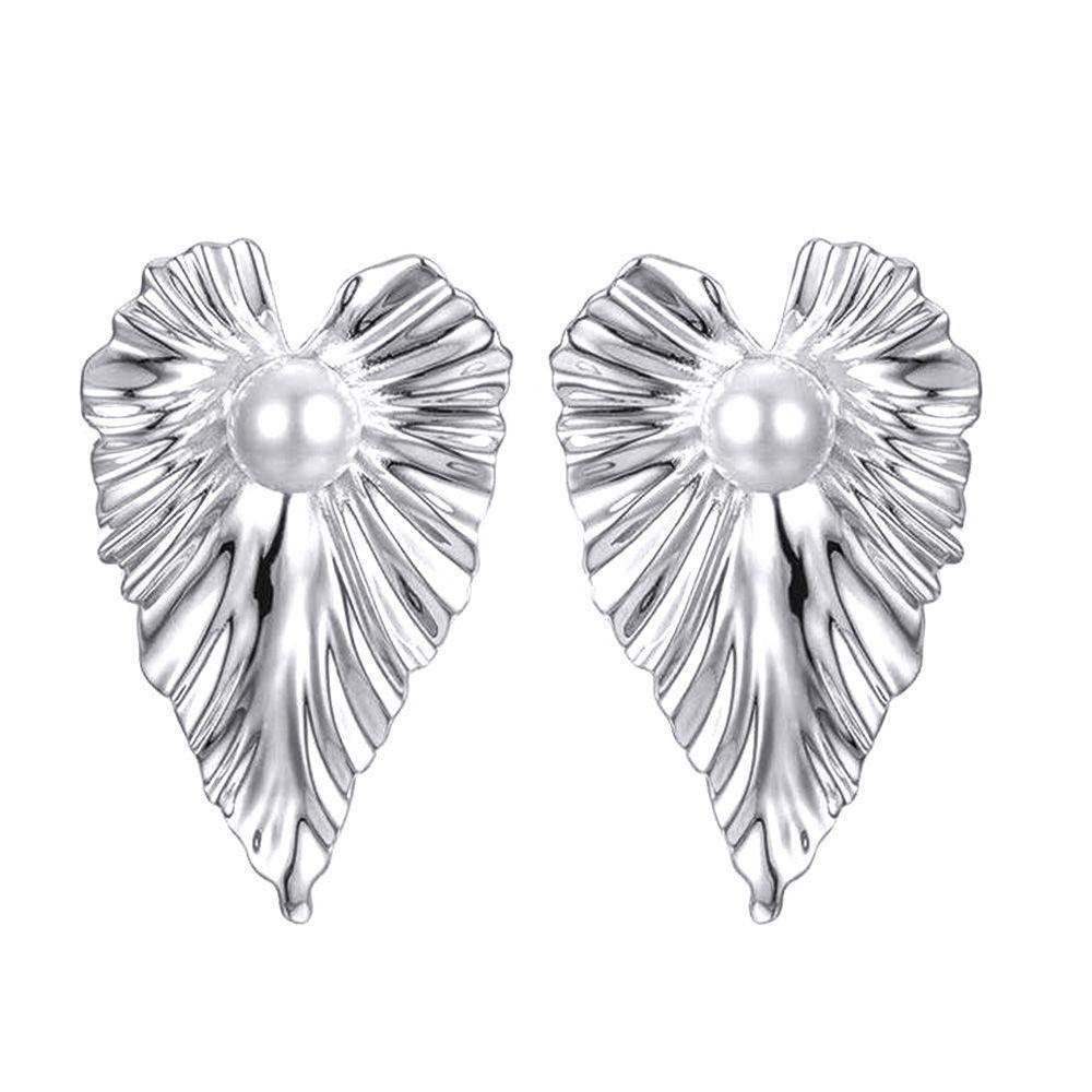Pearl Earrings Heart Shape Cooper -