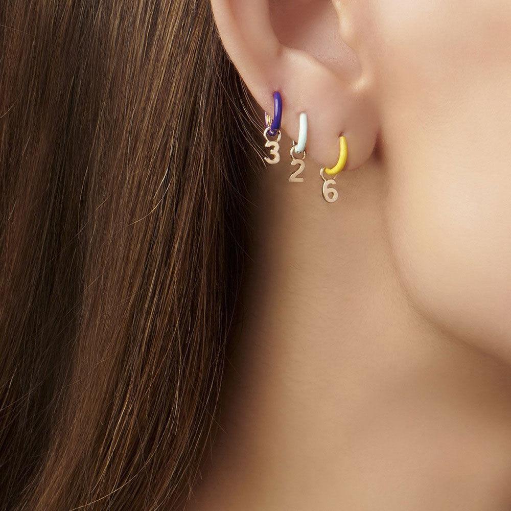 Number Earrings 3 Gold Plated Alloy - 