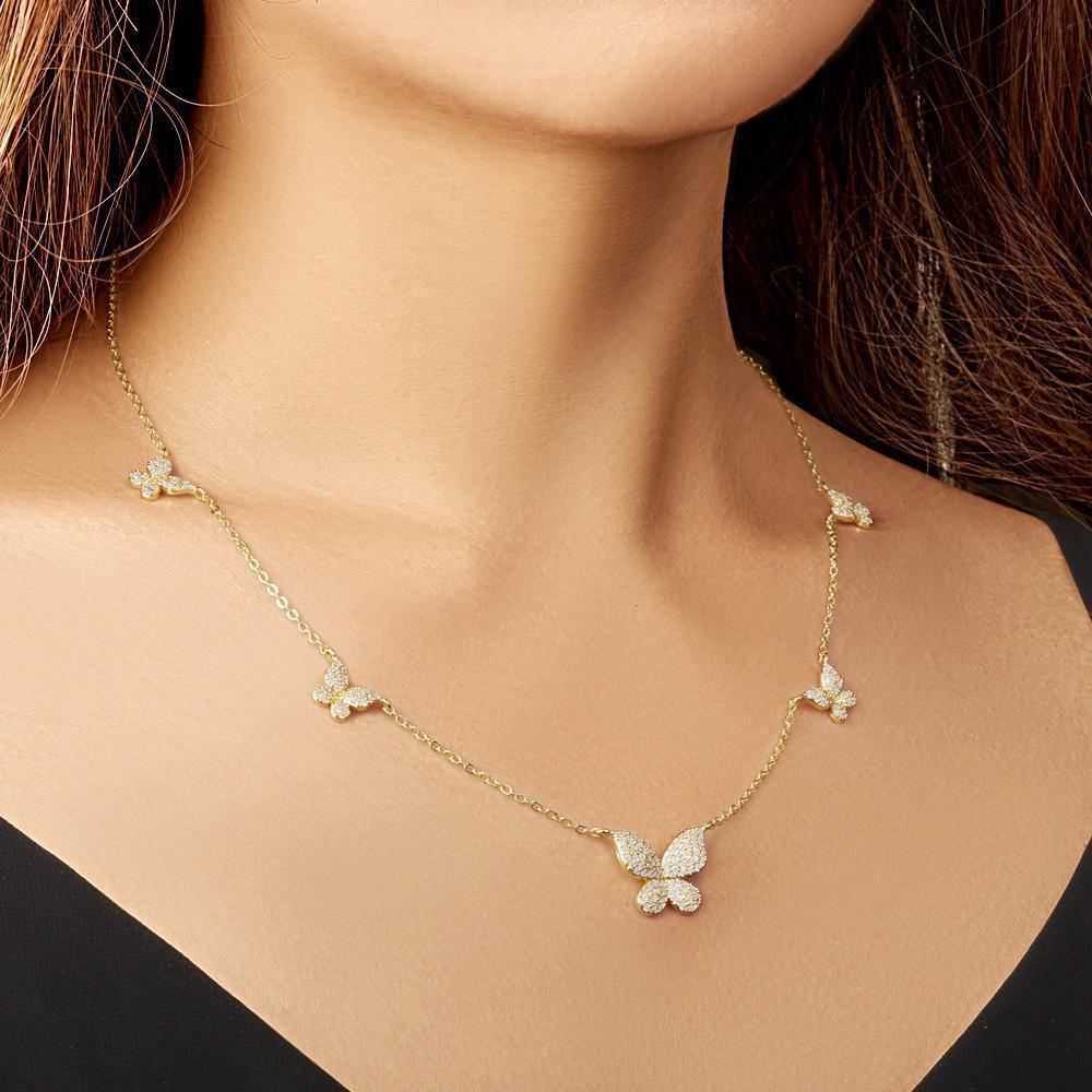 Clavicle Necklace with Butterfly for Girlfriend Gifts Zircon - 