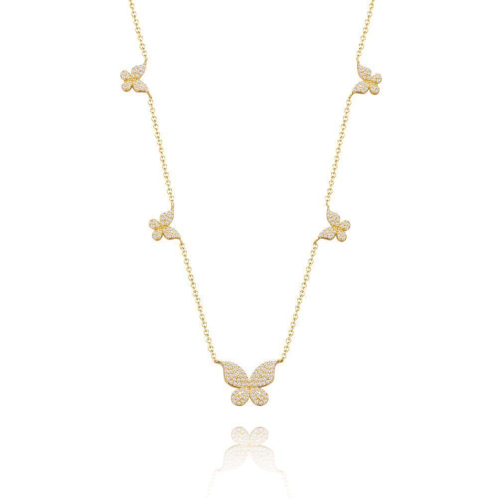 Clavicle Necklace with Butterfly for Girlfriend Gifts Zircon - 