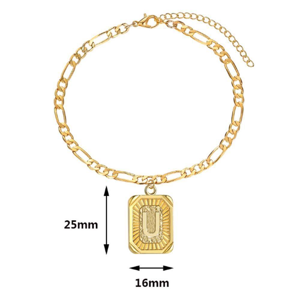 U Capital Letter Pendant Anklet Foot Chain (A to Z) - 