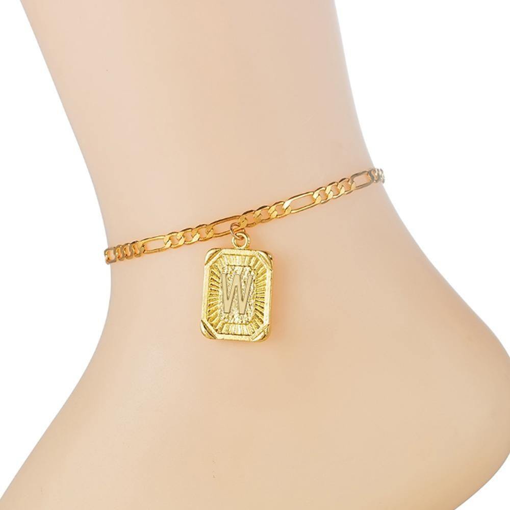 W Capital Letter Pendant Anklet Foot Chain (A to Z) - soufeelus