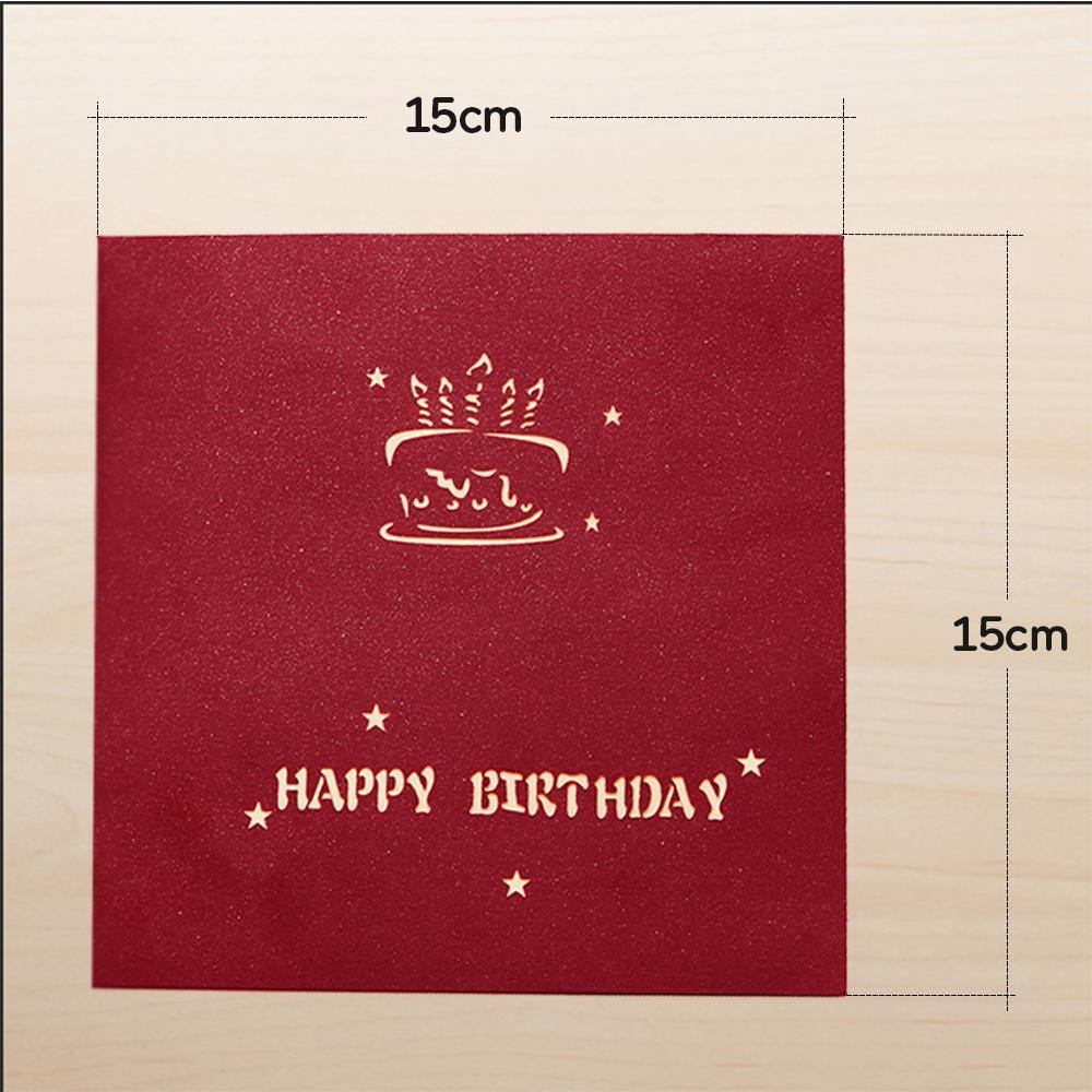 Birthday Card Color Cake Red Pop-up Card 15*15cm - 