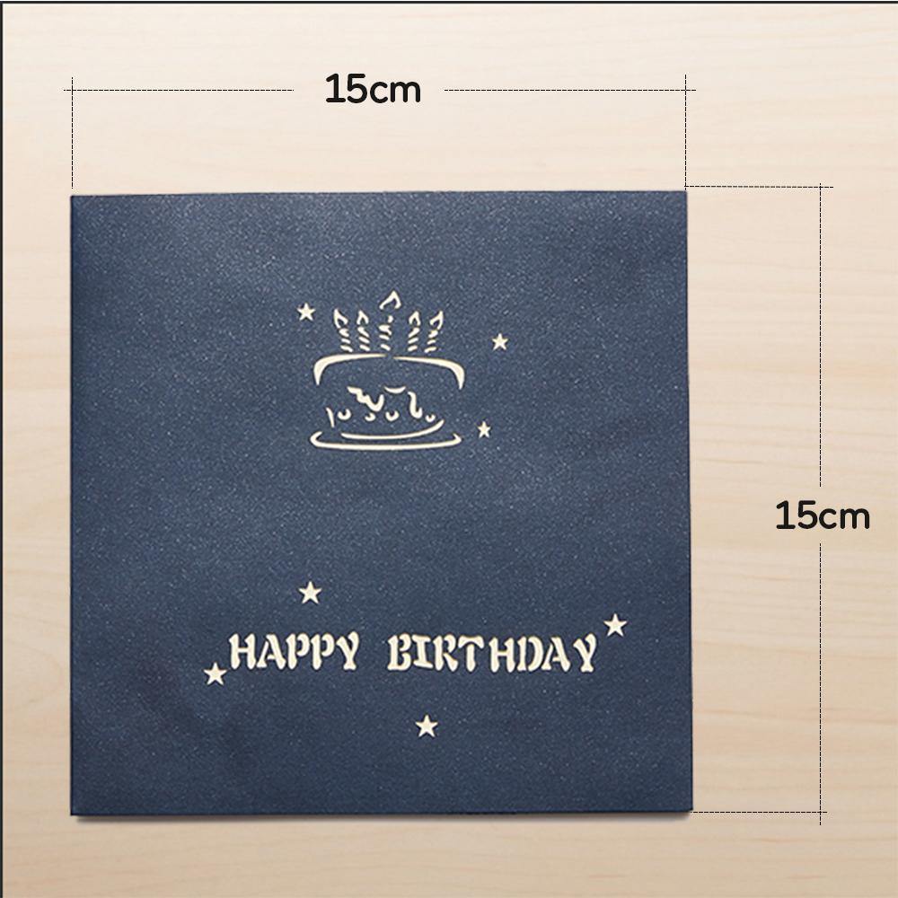 Birthday Card Color Cake Blue Pop-up Card 15*15cm - 