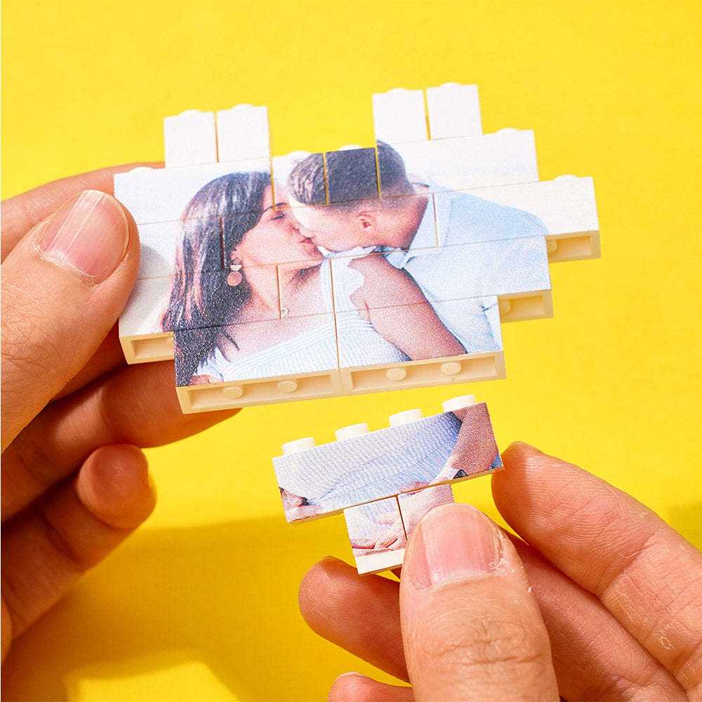 Custom Music Code Building Brick Personalized Photo Block Heart Shape - soufeelmy