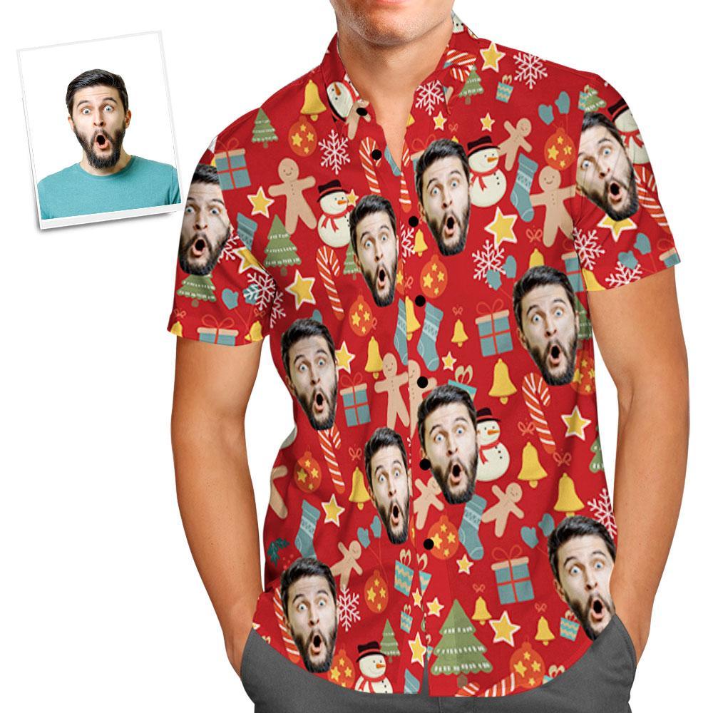 Custom Face Shirt Personalized Photo Men's Hawaiian Shirt Christmas Surprise Gift - Merry Christmas - soufeelmy