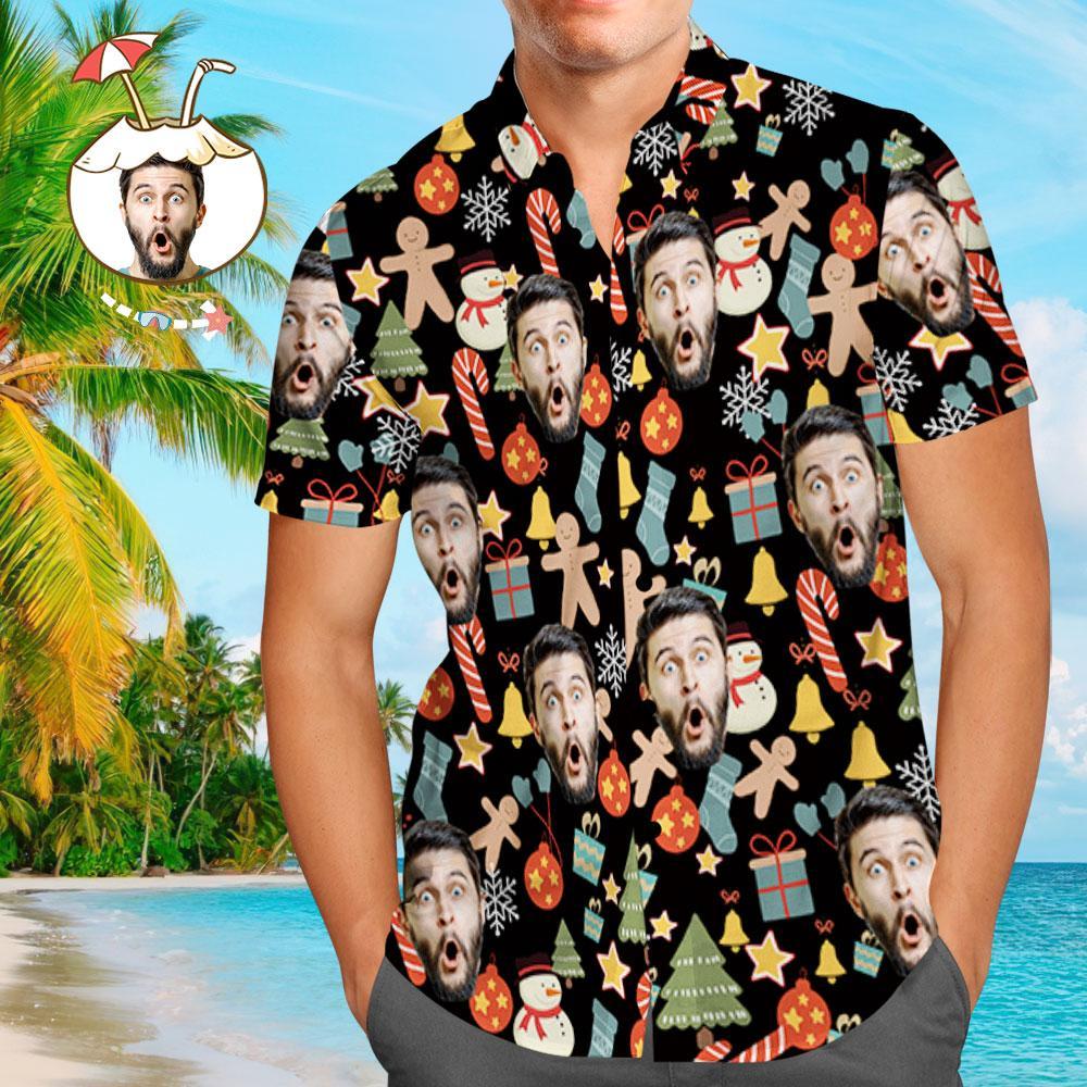 Custom Face Shirt Personalized Photo Men's Hawaiian Shirt Christmas Surprise Gift - Merry Christmas - soufeelmy