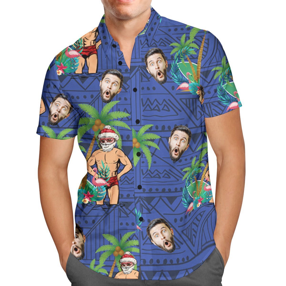 Custom Face Personalized Christmas Hawaiian Shirt Santa Claus on Vacation Holiday Gifts - soufeelmy