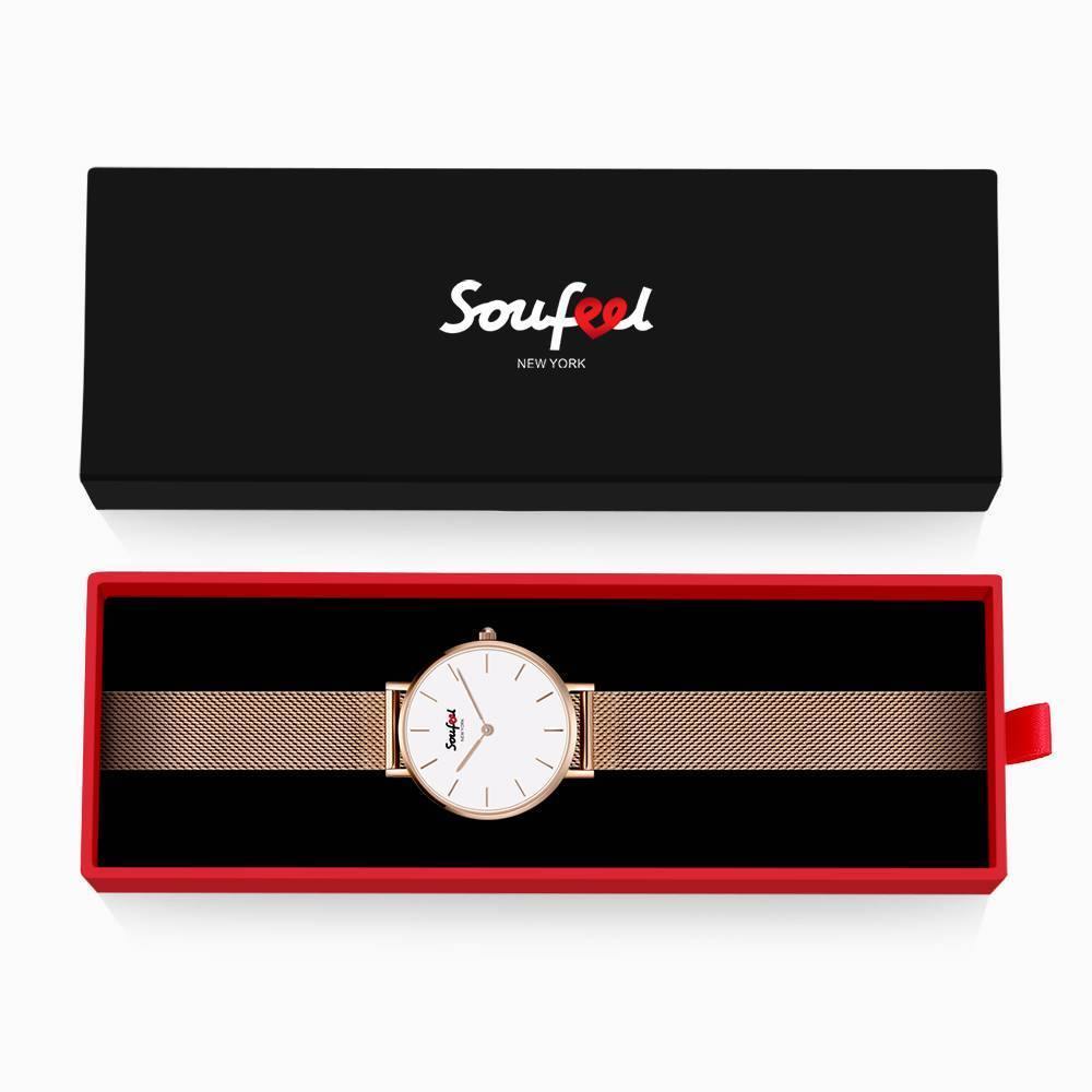 Soufeel Women's Classic Rose Gold Alloy Bracelet Watch 32mm - soufeelus