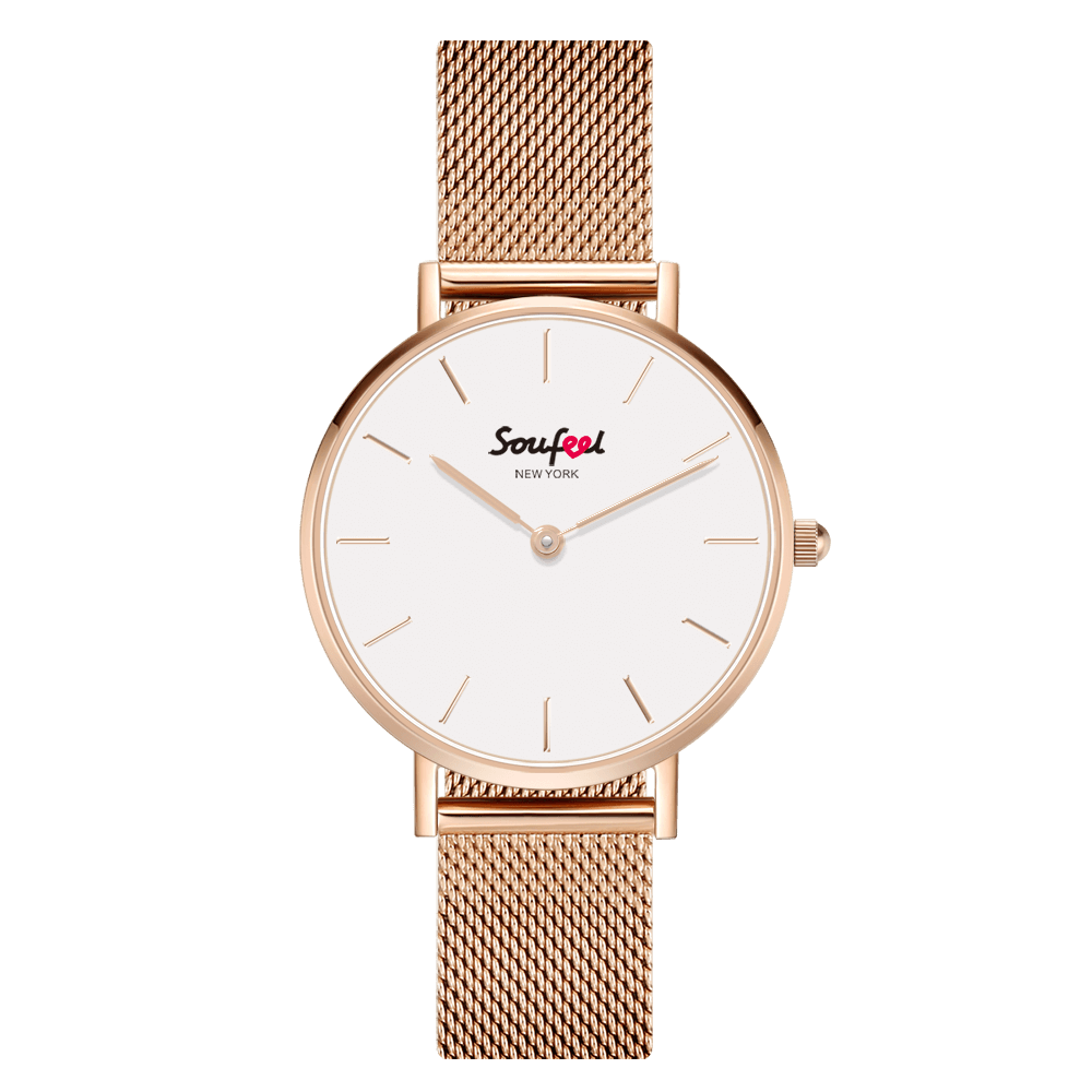 Soufeel Women's Classic Rose Gold Alloy Bracelet Watch 32mm - soufeelus