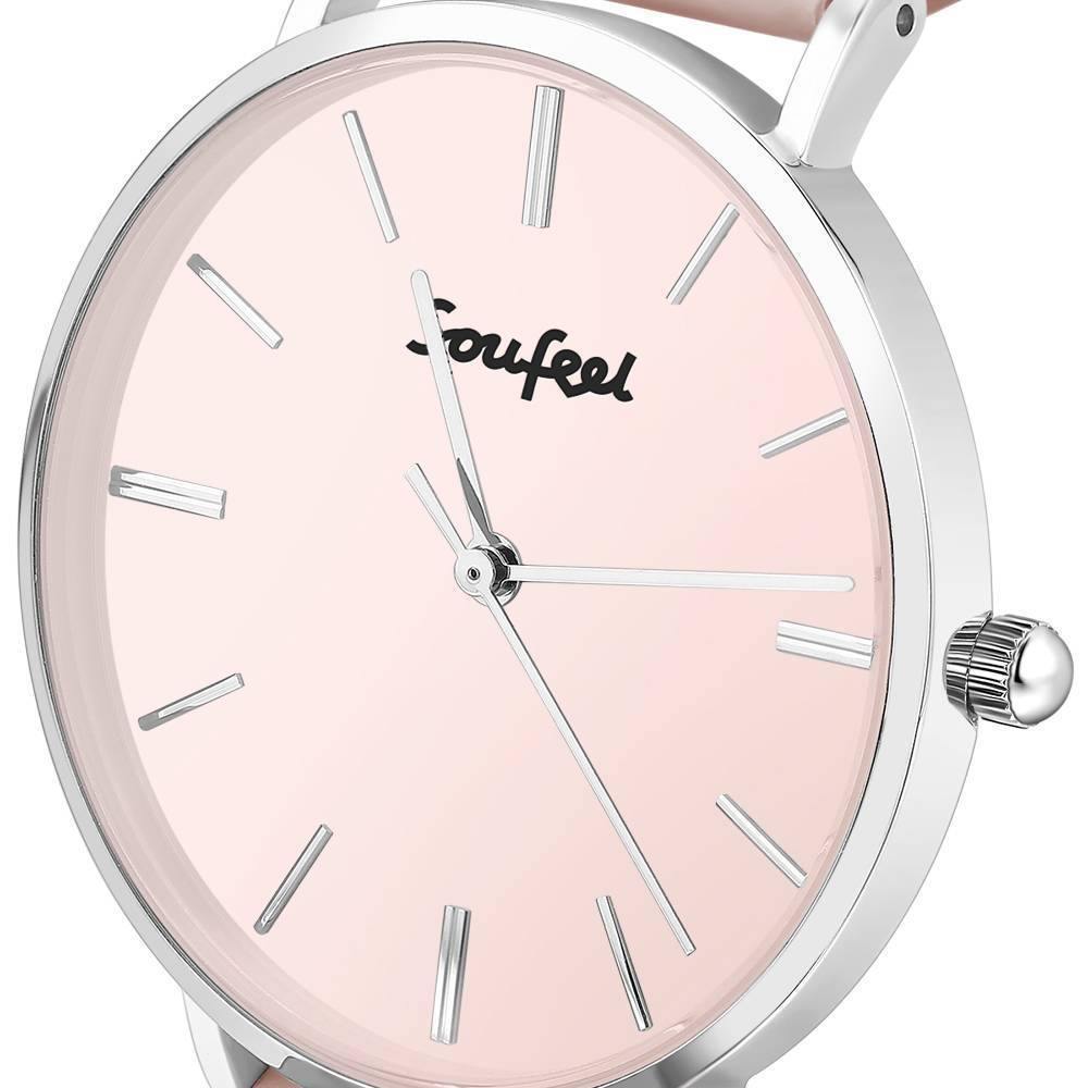 Soufeel Women's Classic Watch Pink Leather Strap 40mm - soufeelus