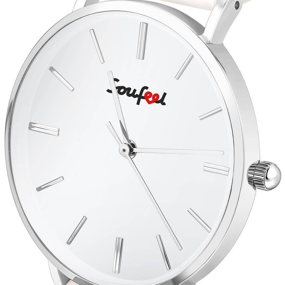 Soufeel Unisex Classic Watch White Leather Strap 40mm - soufeelus