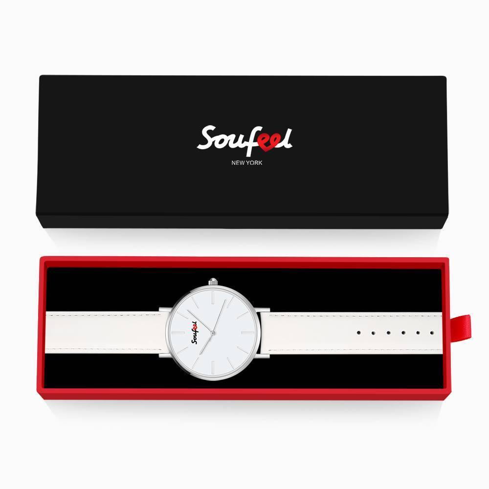 Soufeel Women's Classic Watch White Leather Strap 36mm - soufeelus