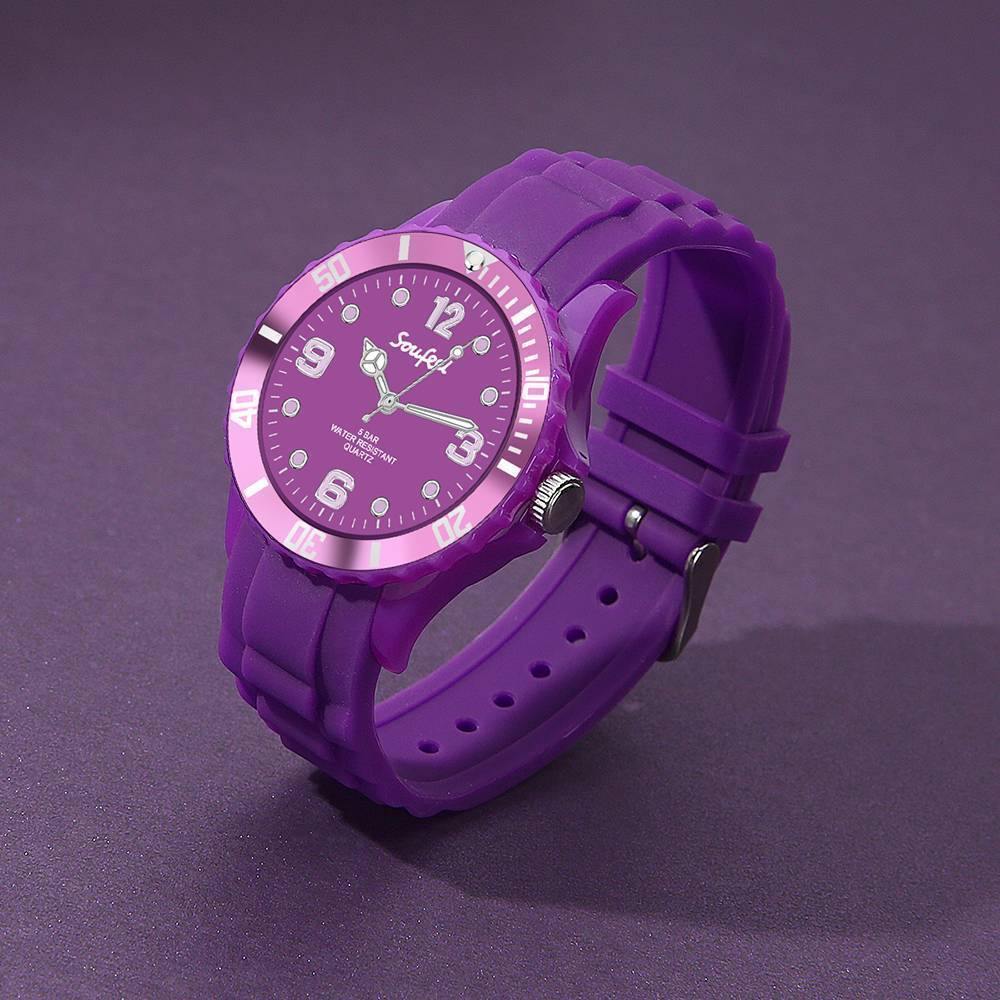 Soufeel Women's Purple Silicone Watch 39mm - soufeelus