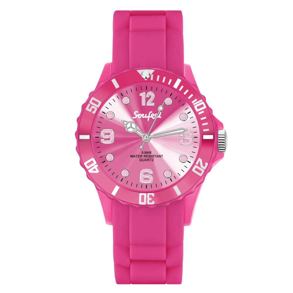 Soufeel Women's Pink Silicone Watch 39mm - soufeelus