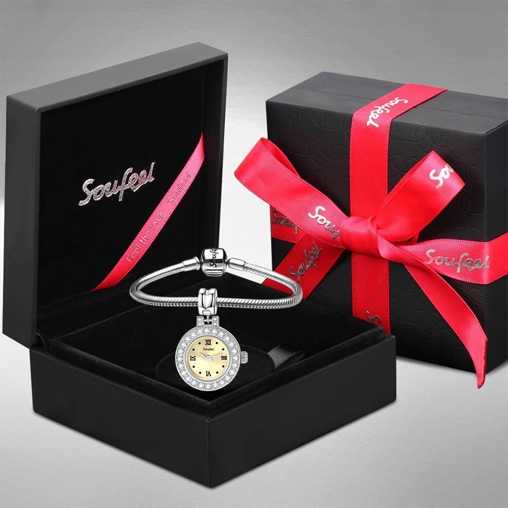 Soufeel Swarovski Crystal Dangle Watch Charm Platinum Plated - soufeelus