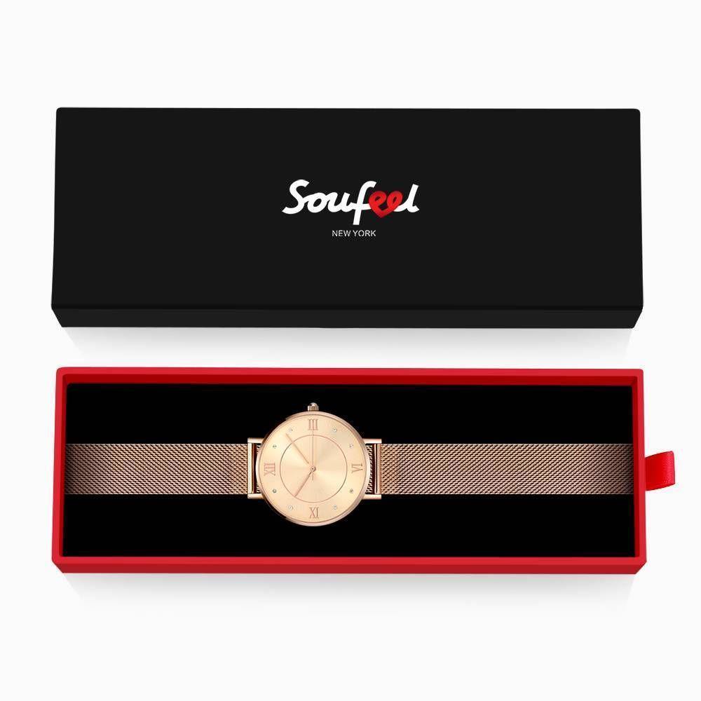 Mesh Bracelet Watch in Stainless Steel Rose Gold - Women's - soufeelus
