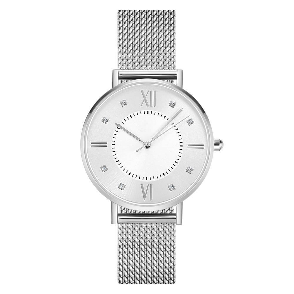 Mesh Bracelet Watch in Stainless Steel Silver - Men's - soufeelus