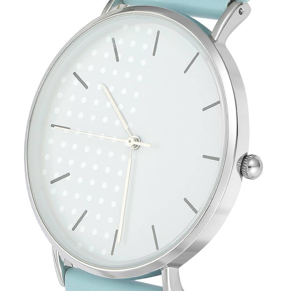 White Dial Watch Fashion Quartz Blue Leather Strap - Men's - soufeelus