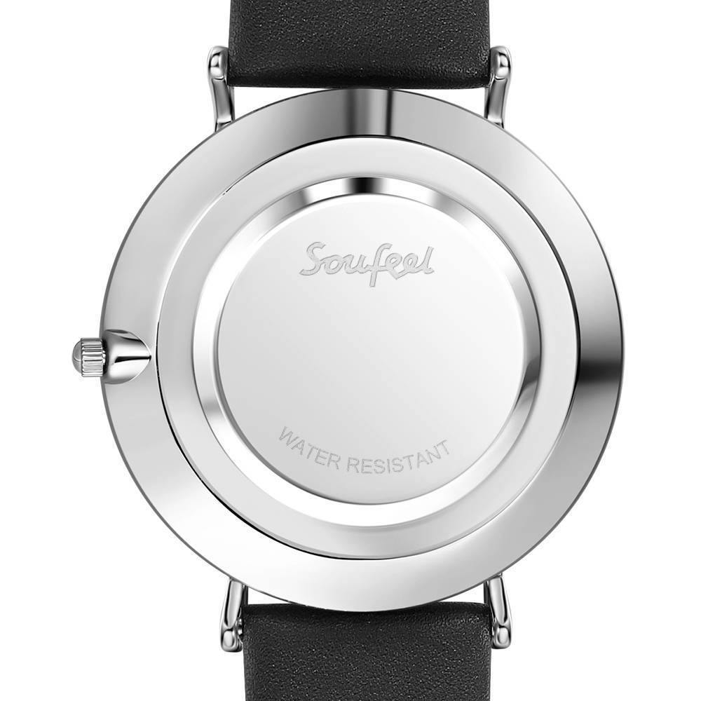 Digital Dial Watch Quartz Black Leather Strap - Women's - soufeelus