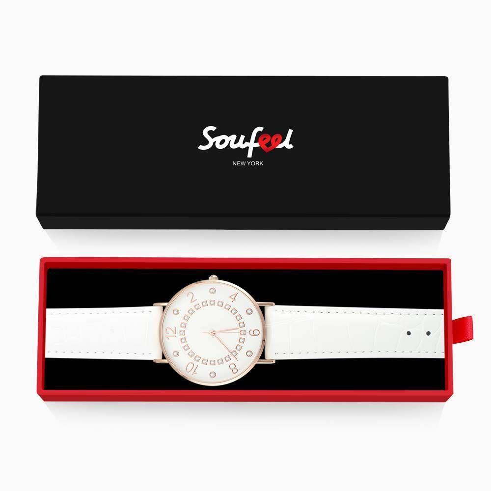 Digital Dial Watch Quartz White Leather Strap - Men's - soufeelus