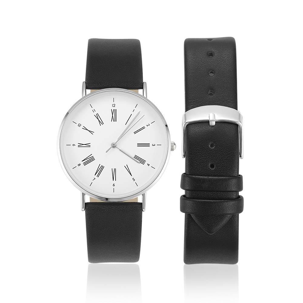 White Dial Watch Fashion Quartz Black Leather Strap Business Watch - Women's - soufeelus