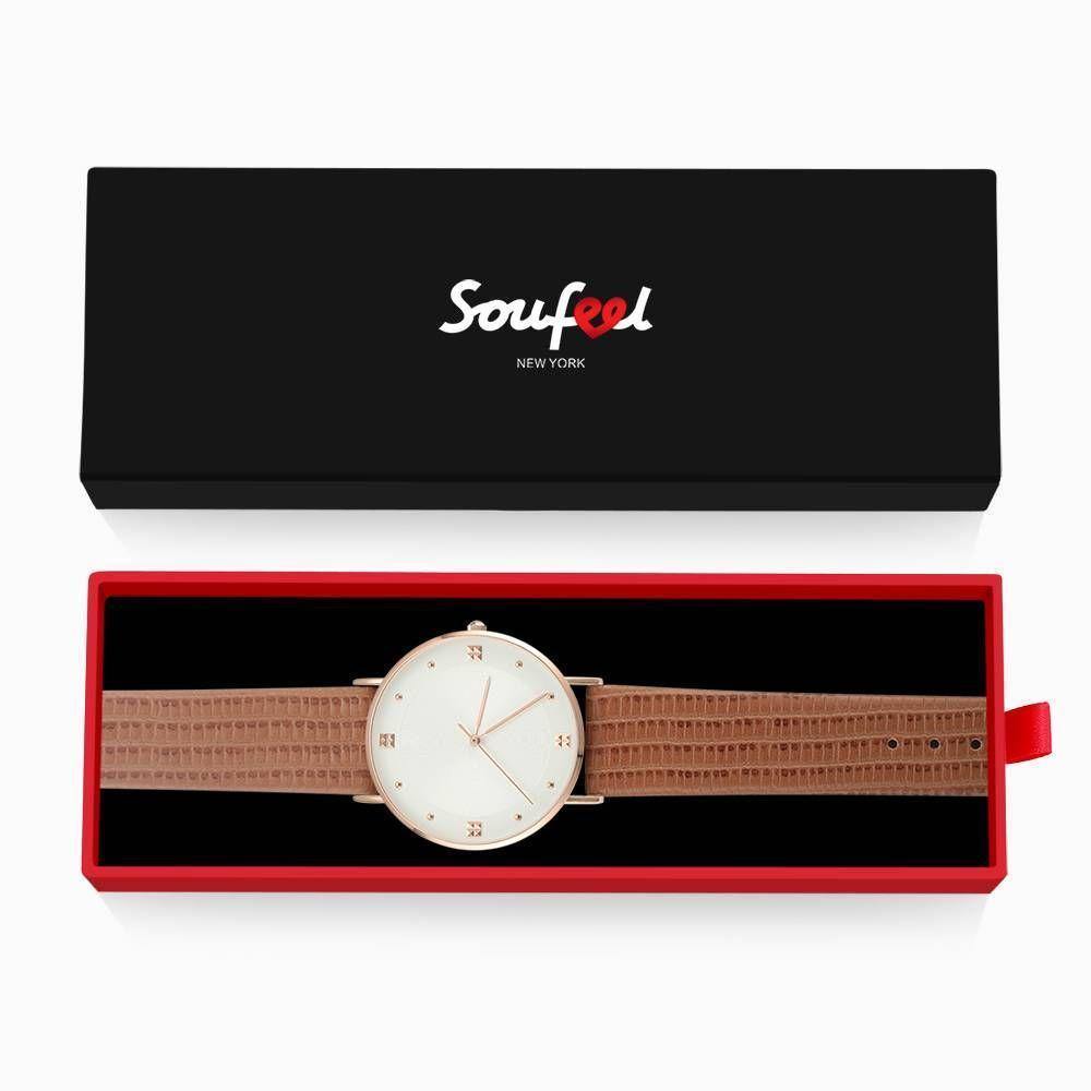 Casual Dial Watch Fashion Quartz Brown Leather Strap - Women's - soufeelus