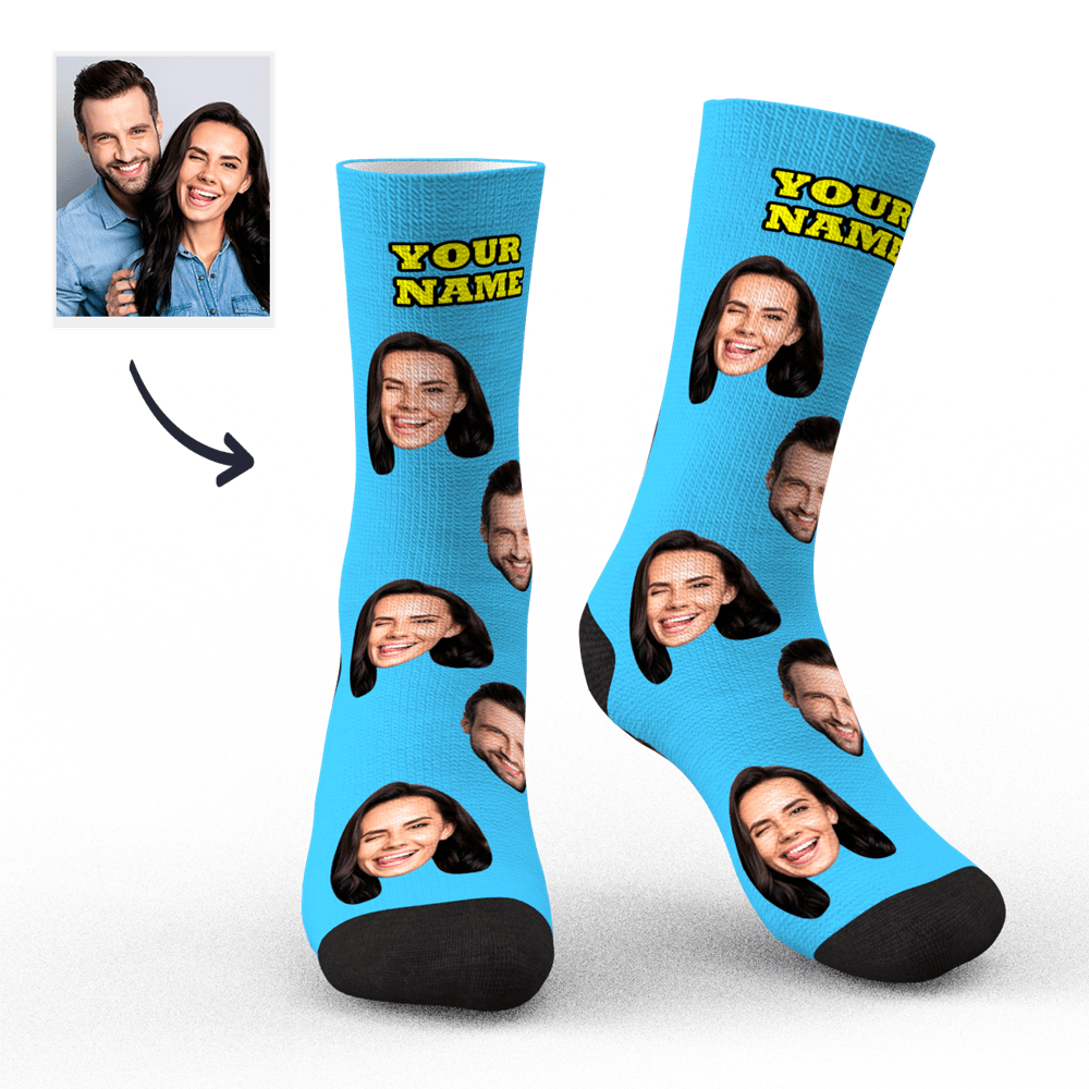 Custom Socks Face Socks Photo Socks with Your Text 3D Preview Colorful Socks Gifts - soufeelmy
