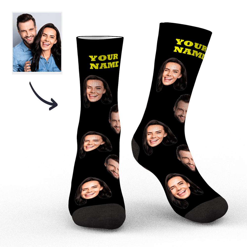 Custom Socks Face Socks Photo Socks with Your Text 3D Preview Colorful Socks Gifts - soufeelmy