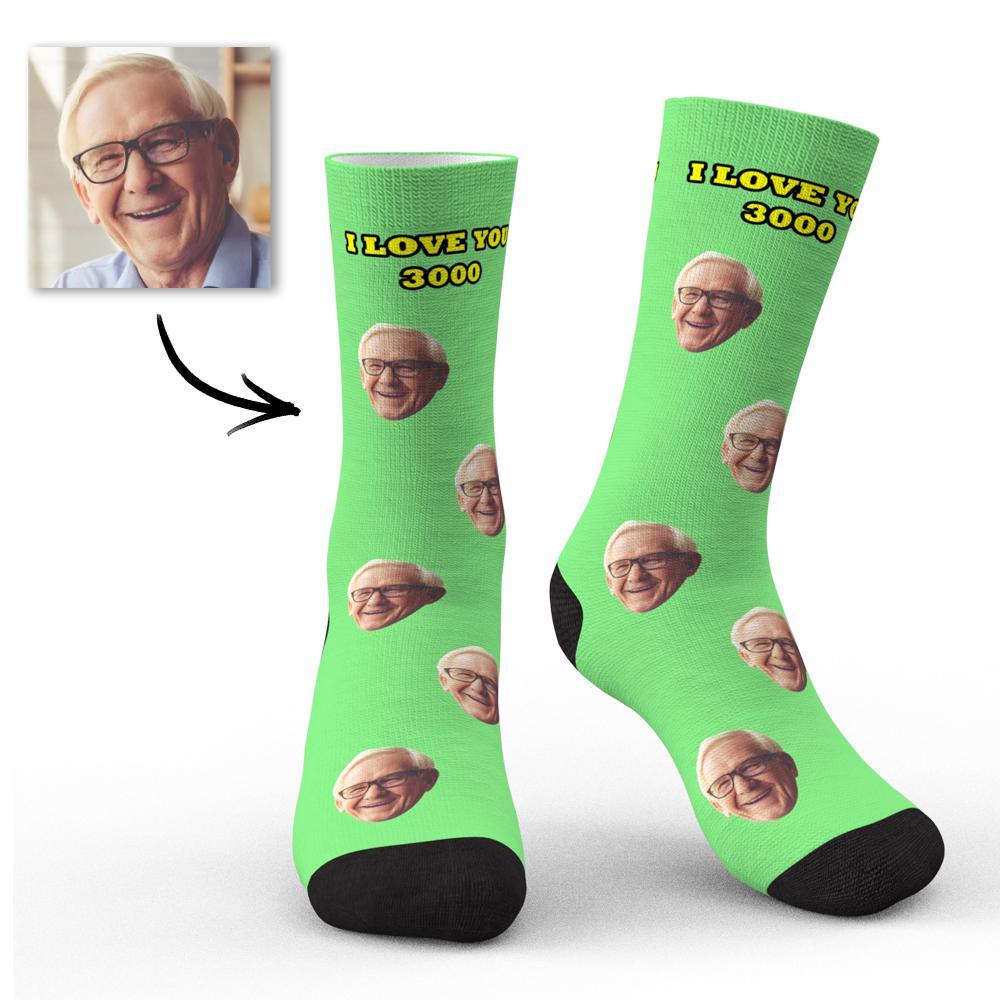 Custom Face Socks I Love You 3000 with Your Text 3D Preview Perfect Gift For Father's Day - soufeelmy
