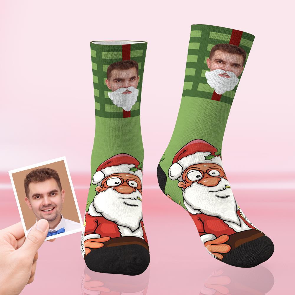 Custom Christmas Socks Personalized Face Funny Socks - Santa Claus