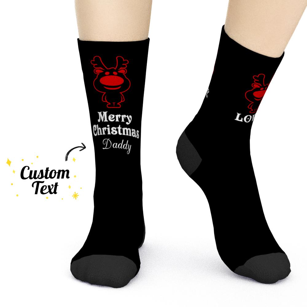 Custom Name Socks Reindeer Christmas Socks Gifts for Lover