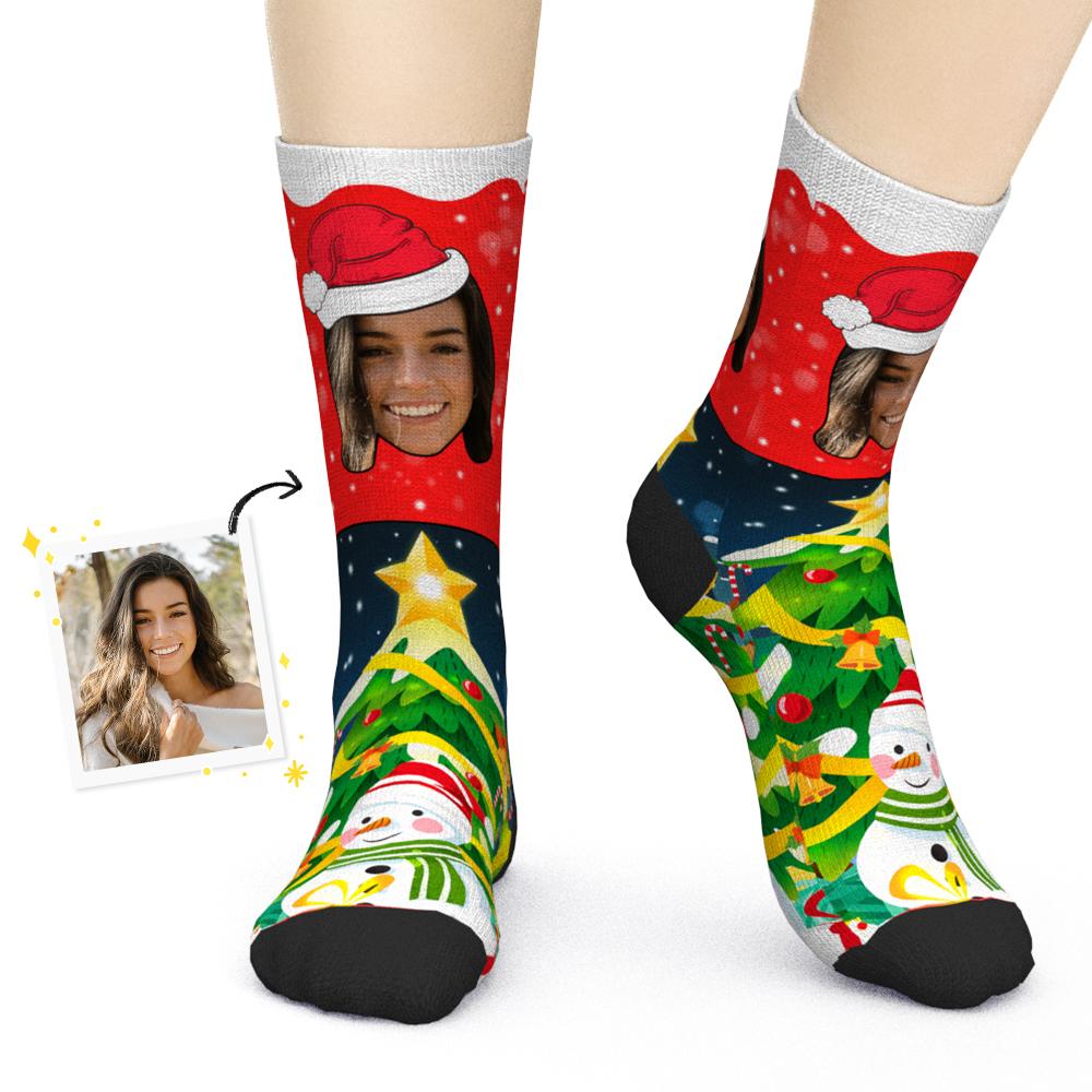 Custom Christmas Face Socks Christmas Snowman Holiday Socks