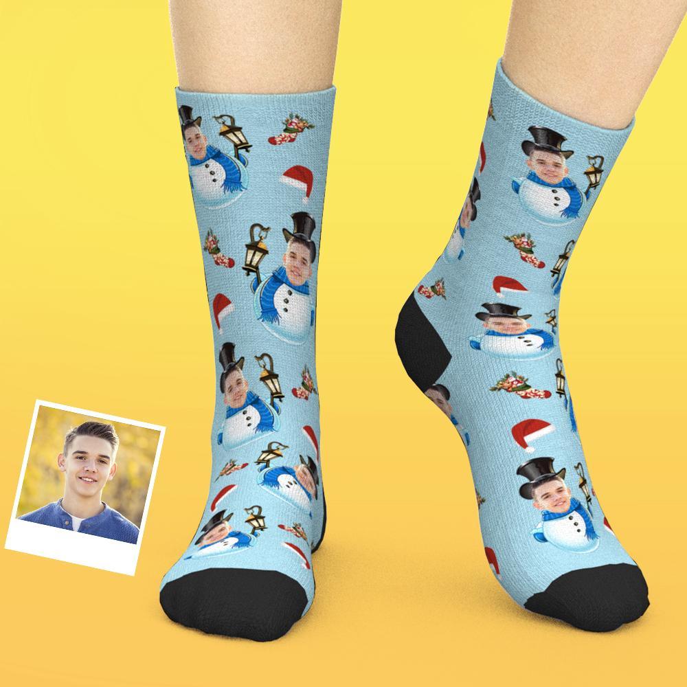 Custom Face Socks Christmas Photo Socks Funny Snowman