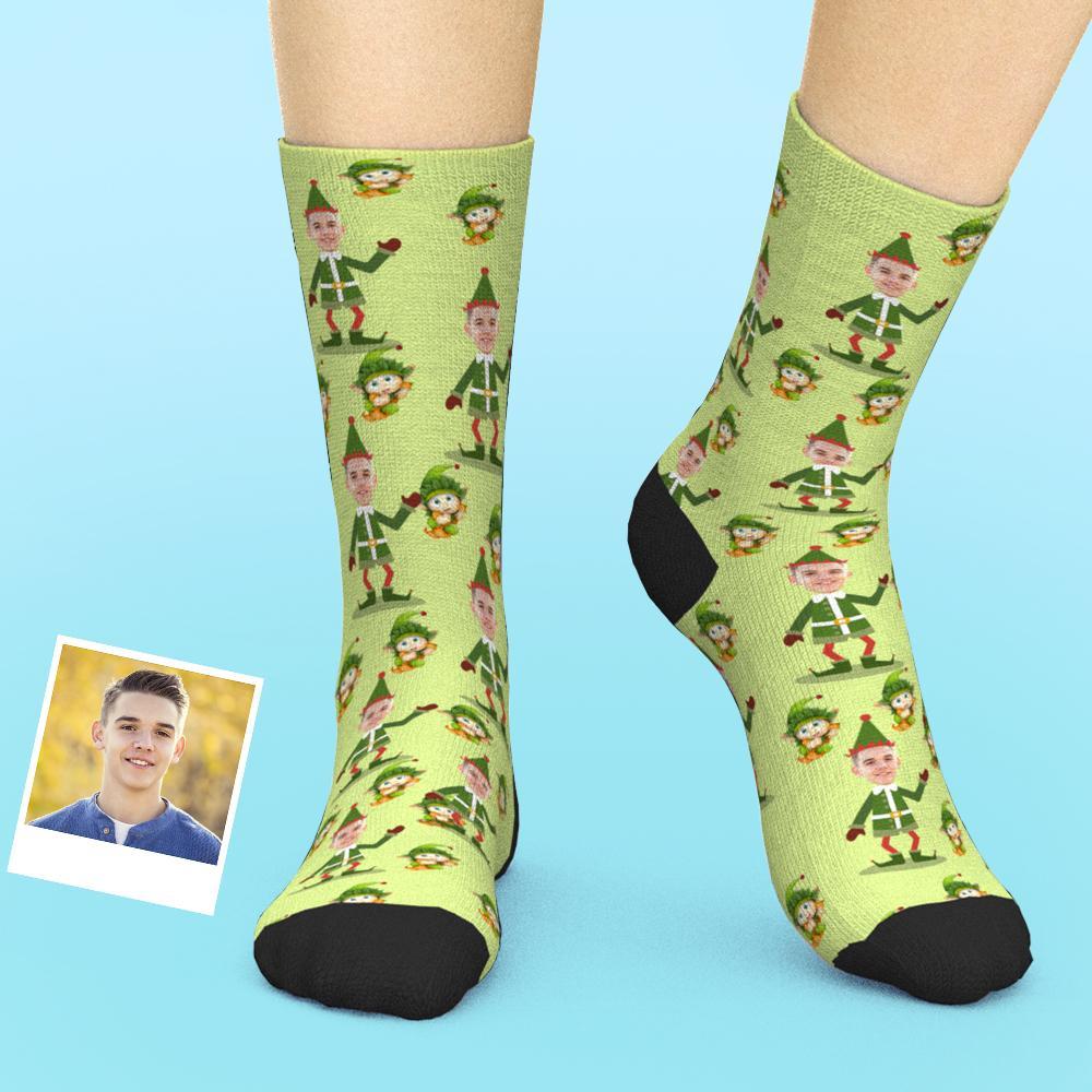 Custom Face Socks Personalized Santa Elf Socks Funny Christmas Gift