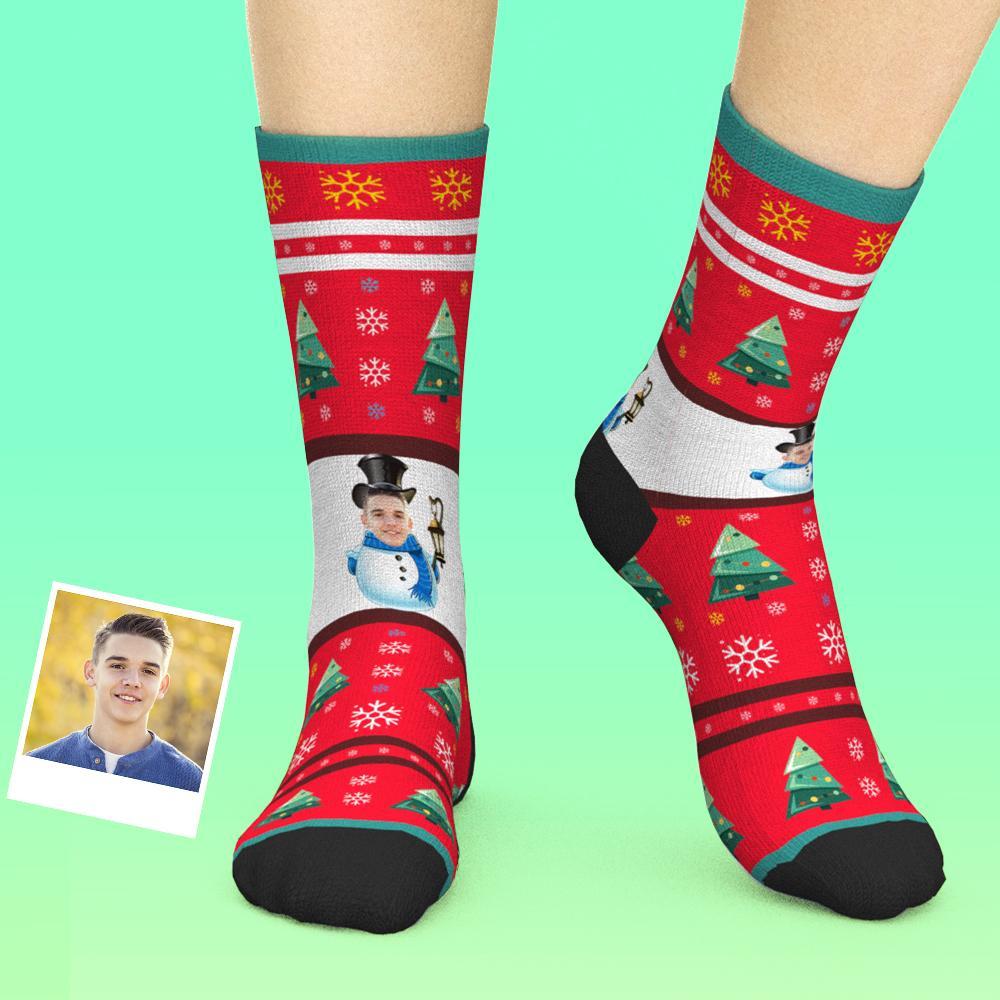 Custom Face Socks Santa Elf Socks Christmas Photo Socks Snowman