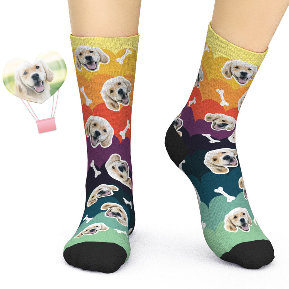 Custom Pet Face Socks Personalized Colorful Unique Socks - 