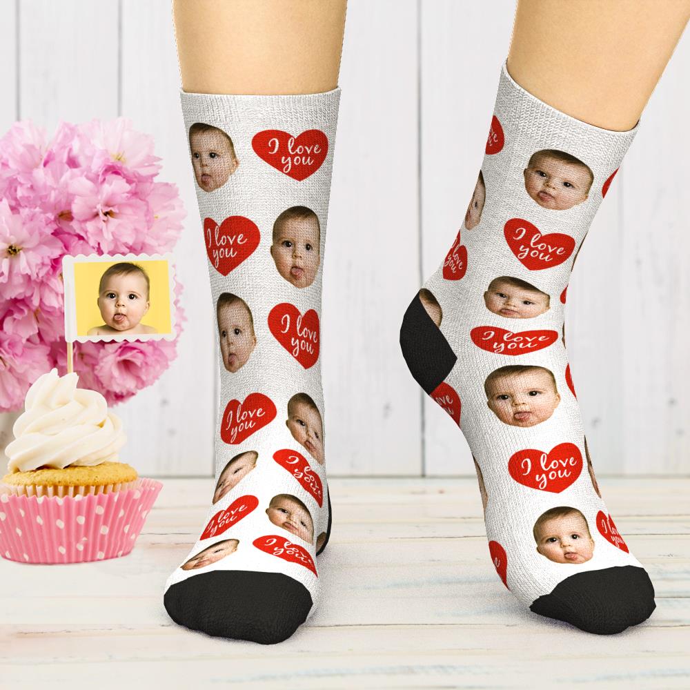 Custom Face Socks Funny Socks I Love You Socks Gifts for Love - 