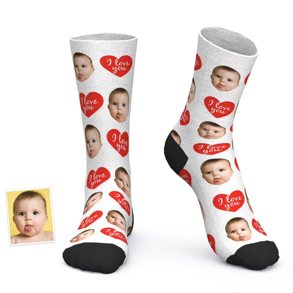 Custom Face Socks Funny Socks I Love You Socks Gifts for Love - 