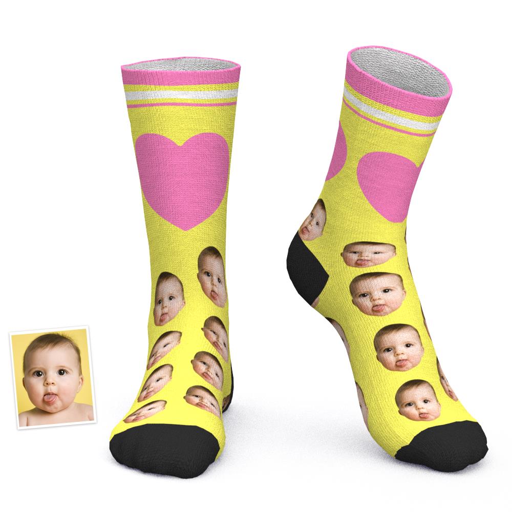 Custom Face Socks Funny Socks Printed Socks with Heart Gifts for Love - 