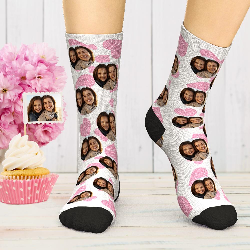 Custom Photo Socks Heart Socks Comfort Socks Best Gift for Mom - 