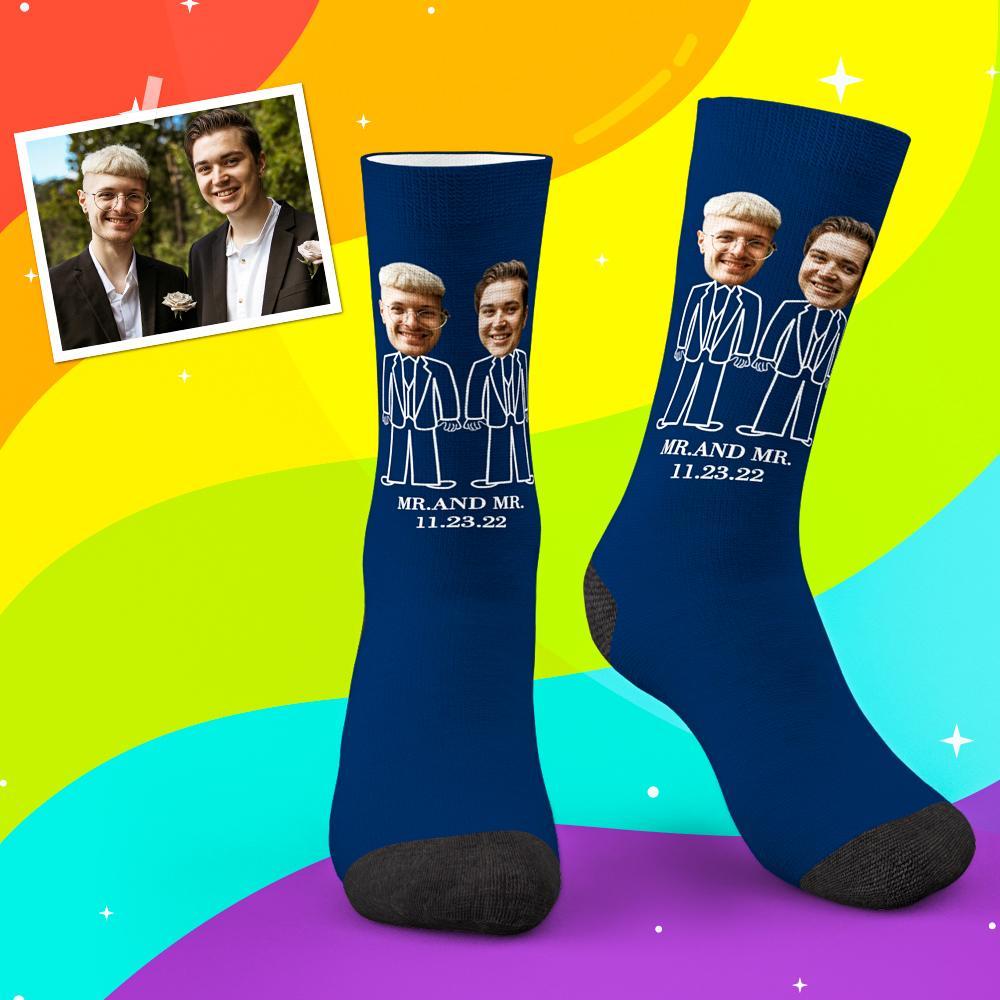 Personalized Groom Socks with Your Photos, Fun Socks For Gay Couple - soufeelmy